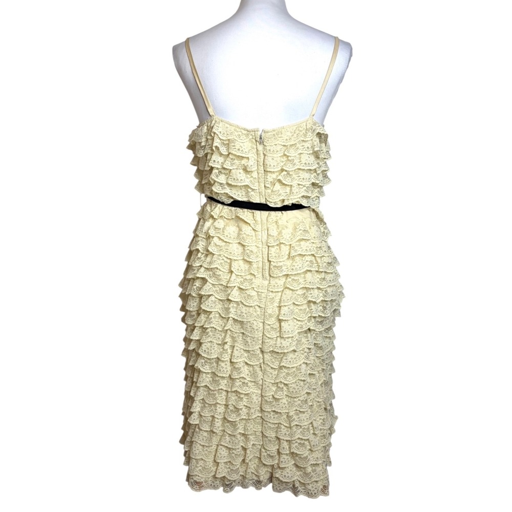 Anthropologie Maeve Ivory Lace Slip Dress 4 Tiered Ruffle Cottagecore A-Line - Picture 4 of 11